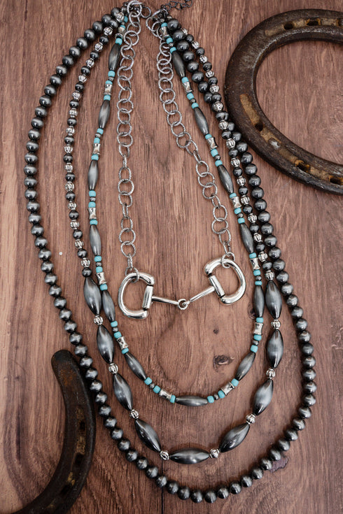 The Ranch Club Turquoise and Silver Pearl Layered Necklace