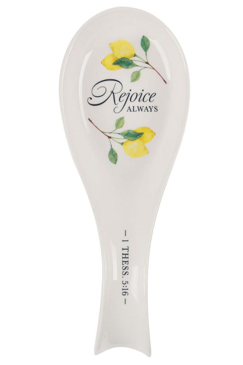Rejoice Always Lemon Ceramic Spoon Rest