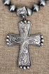 Ridgeborne Cross Silver Pearl Necklace and Earring Set