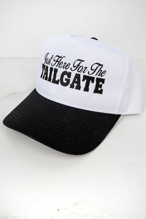 Just Here For The Tailgate Embroidered Five Panel Twill Cap