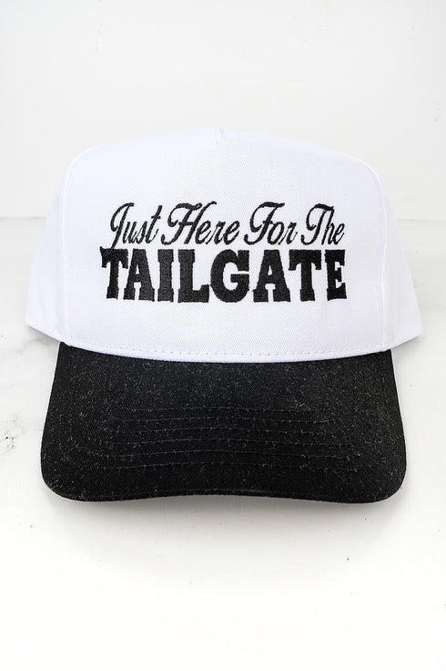 Just Here For The Tailgate Embroidered Five Panel Twill Cap