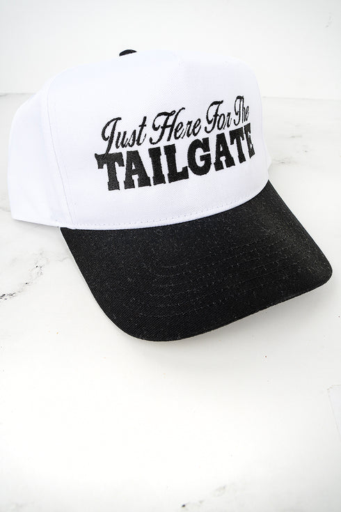 Just Here For The Tailgate Embroidered Five Panel Twill Cap