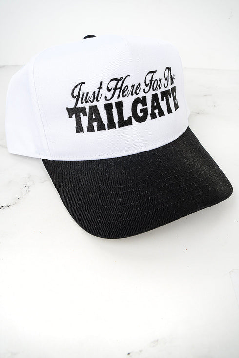 Just Here For The Tailgate Embroidered Five Panel Twill Cap