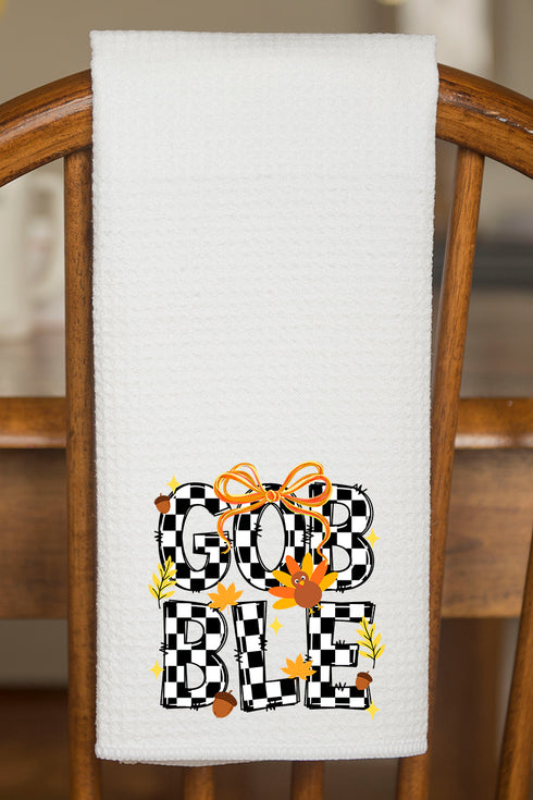 Checkered Gobble Coquette Waffle Kitchen Towel