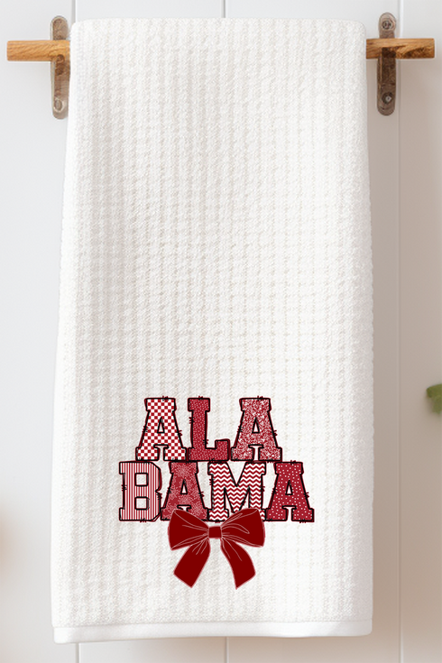 Crimson And Cozy Waffle Kitchen Towel