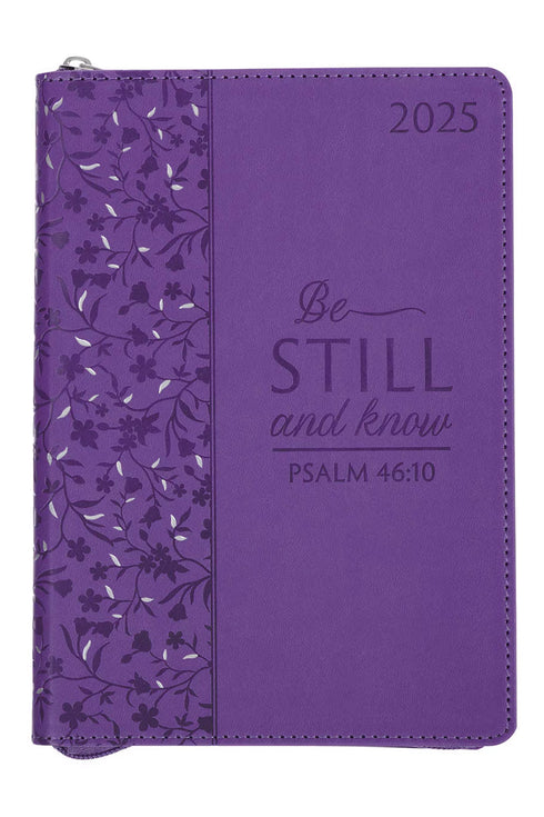 2025 Be Still and Know Purple LuxLeather Zippered Executive Planner