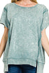 Walk In The Park Ash Blue Acid Washed French Terry Top