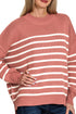 Opposites Attract Winter Rose Striped Exposed Seam Sweater