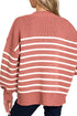 Opposites Attract Winter Rose Striped Exposed Seam Sweater