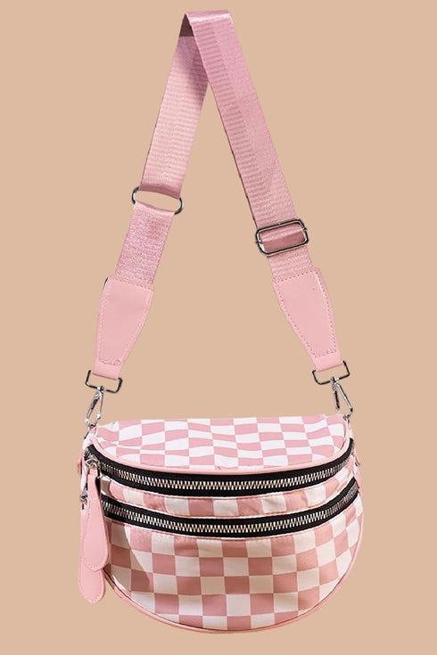 Globetrotter Light Rose Checkered Crossbody Waist Bag