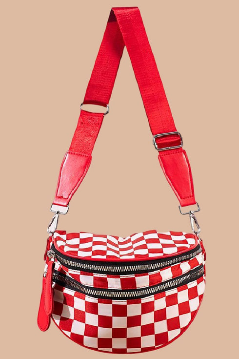 Globetrotter Red Checkered Crossbody Waist Bag
