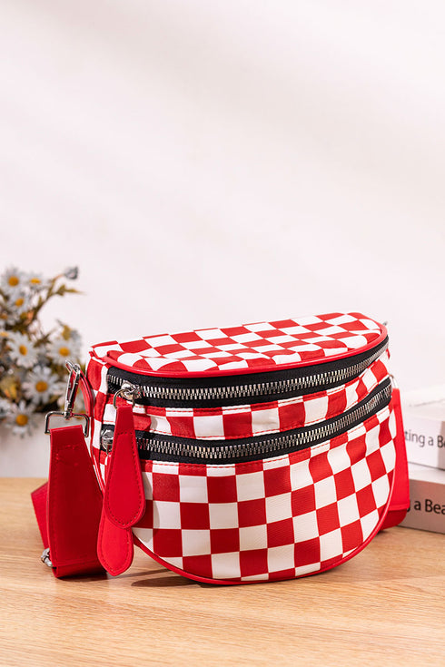Globetrotter Red Checkered Crossbody Waist Bag