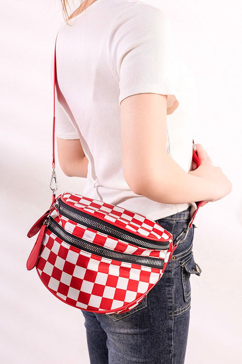 Globetrotter Red Checkered Crossbody Waist Bag