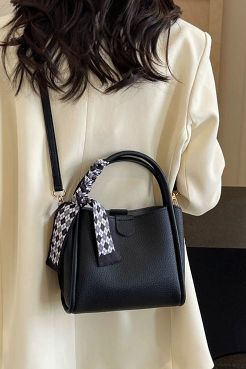 Tie Things Together Black Faux Leather Tote