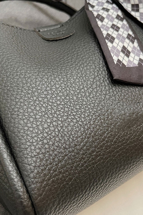 Tie Things Together Black Faux Leather Tote