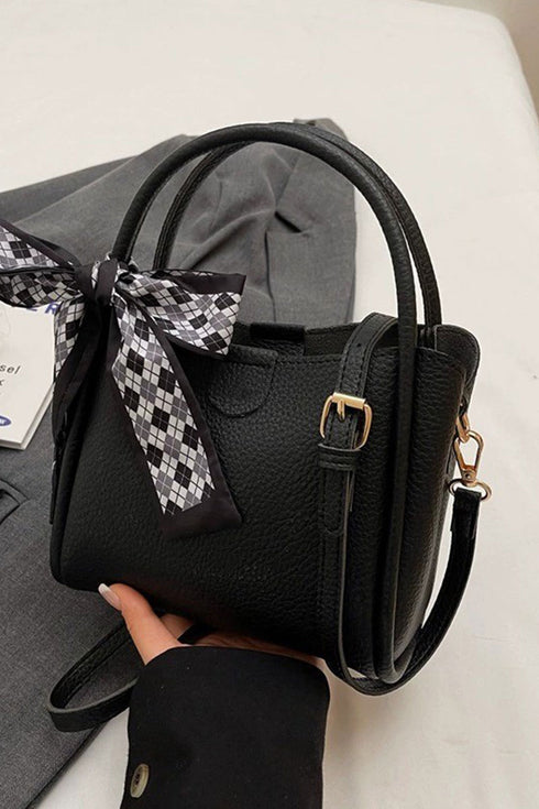 Tie Things Together Black Faux Leather Tote