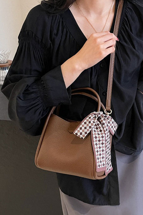 Tie Things Together Brown Faux Leather Tote