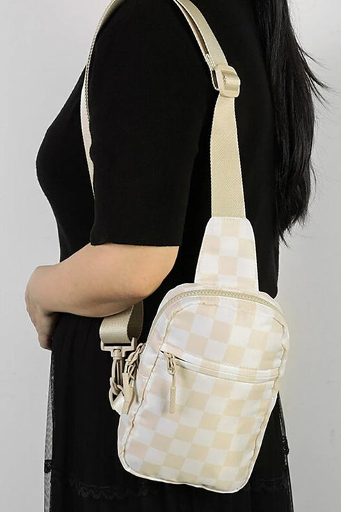 The Mini Escape Beige Checkered Sling Bag