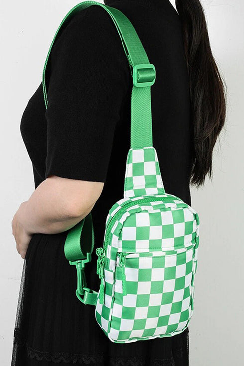 The Mini Escape Green Checkered Sling Bag