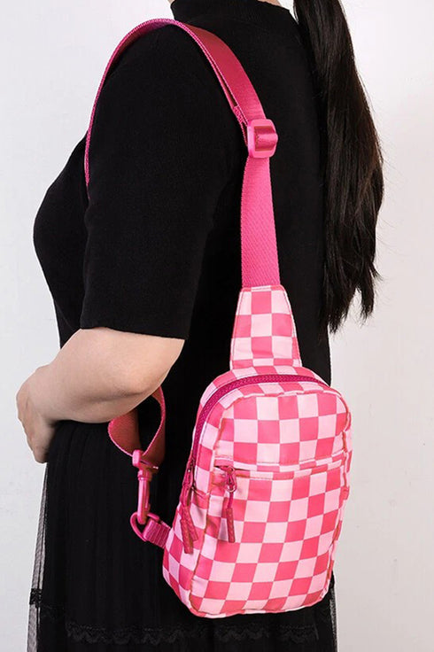 The Mini Escape Hot Pink Checkered Sling Bag