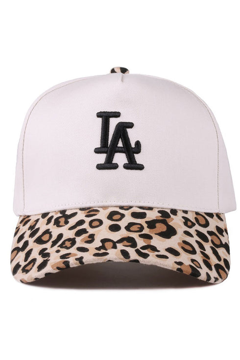 Embroidered 'LA' Leopard Two-Tone Cap
