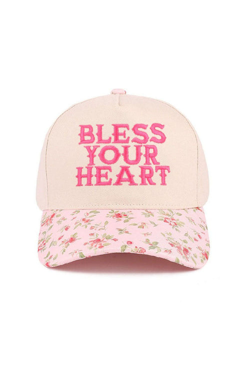 Embroidered Bless Your Heart Floral Two-Tone Cap
