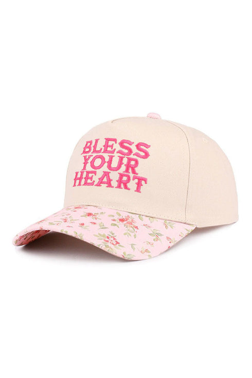 Embroidered Bless Your Heart Floral Two-Tone Cap