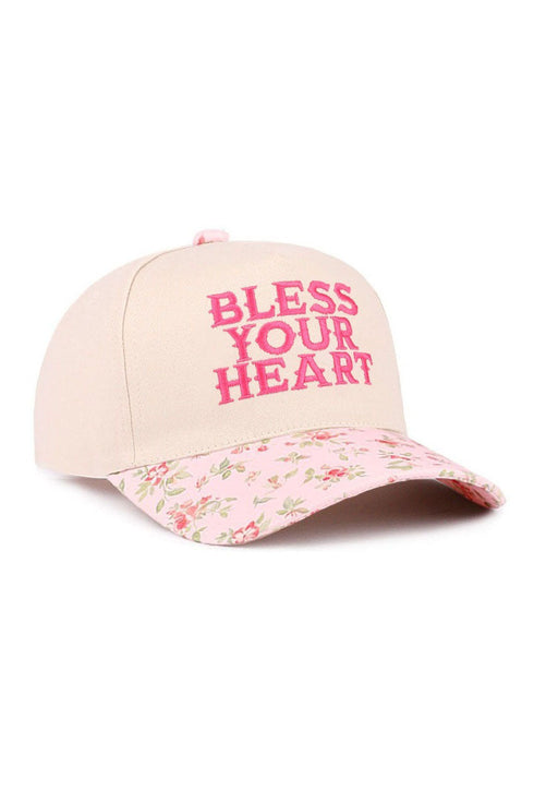 Embroidered Bless Your Heart Floral Two-Tone Cap