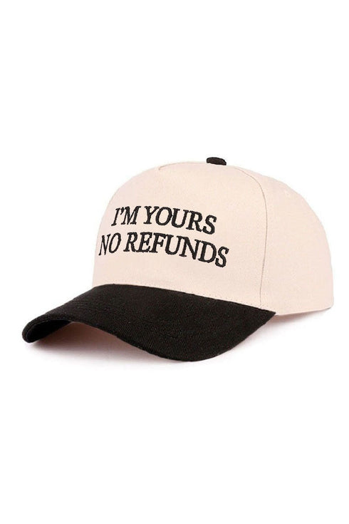 Embroidered I'm Yours No Refunds Black Two-Tone Cap
