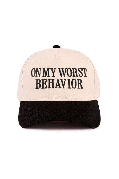 Embroidered On My Worst Behavior Black Two-Tone Cap