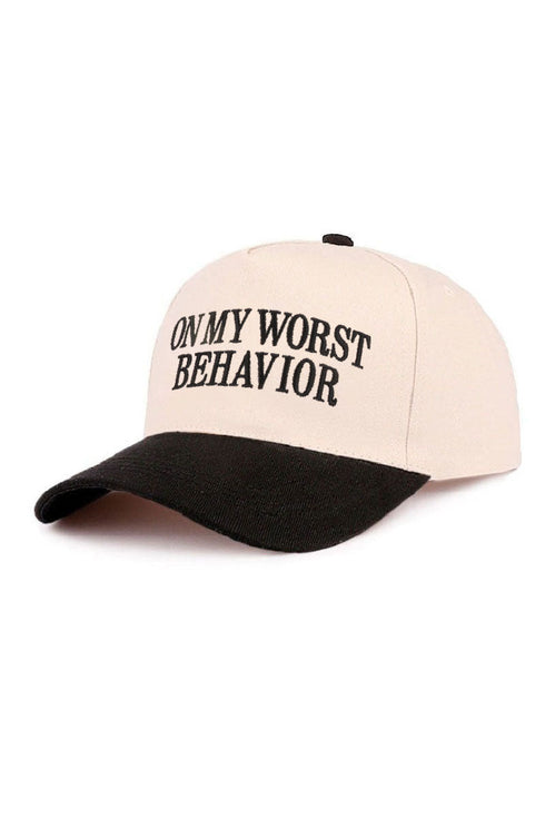 Embroidered On My Worst Behavior Black Two-Tone Cap