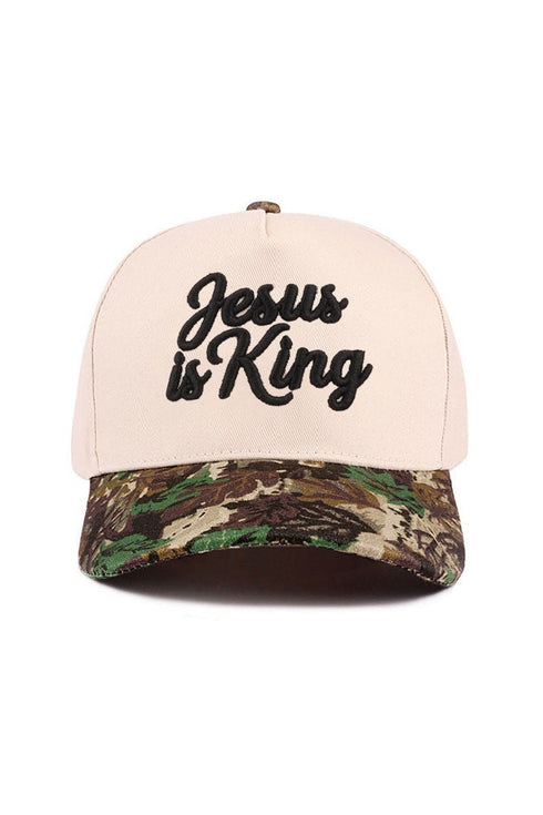 Embroidered Jesus Is King Camo Two-Tone Cap