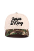 Embroidered Jesus Is King Camo Two-Tone Cap