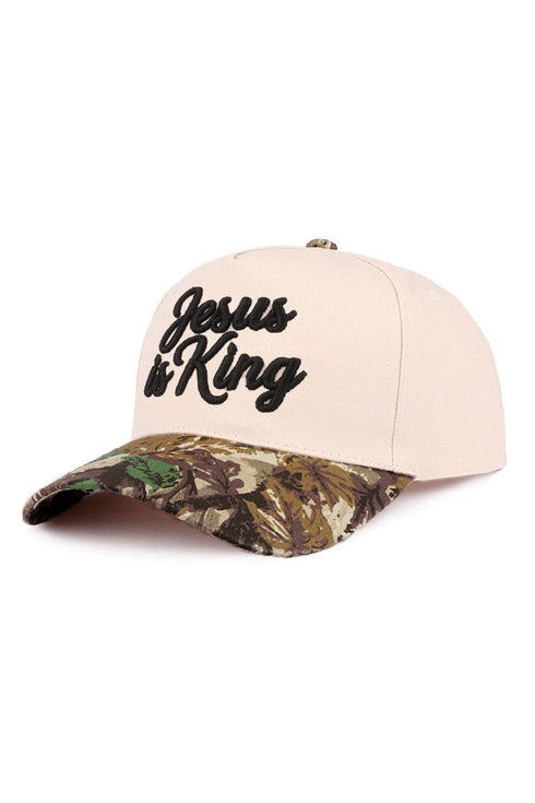 Embroidered Jesus Is King Camo Two-Tone Cap