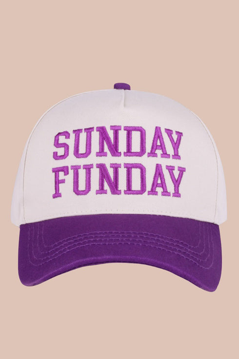 Embroidered Sunday Funday Purple Two-Tone Cap