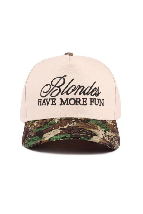 Embroidered Blondes Have More Fun Camo Two-Tone Cap