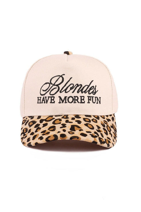 Embroidered Blondes Have More Fun Leopard Two-Tone Cap