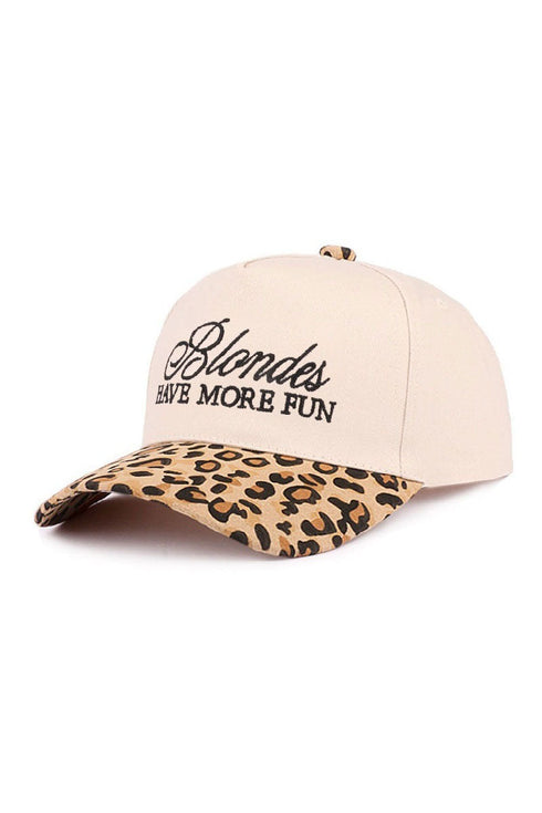 Embroidered Blondes Have More Fun Leopard Two-Tone Cap