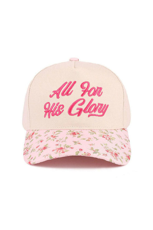 Embroidered All For His Glory Floral Two-Tone Cap