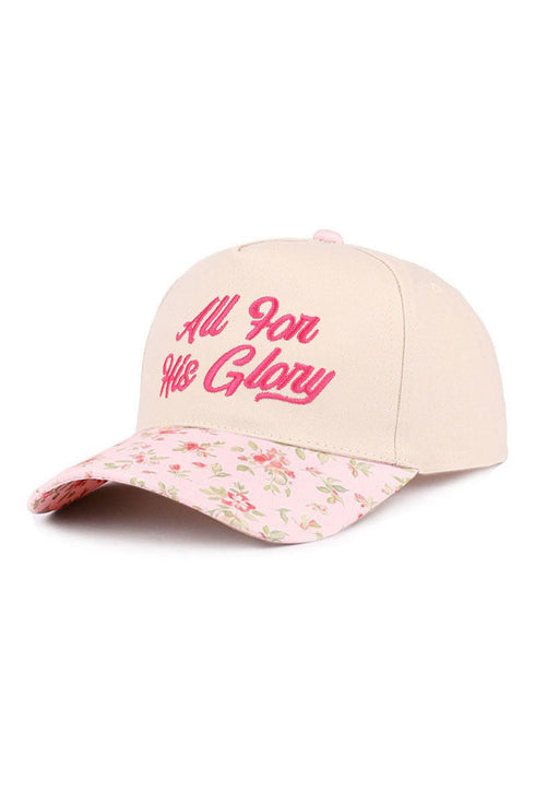Embroidered All For His Glory Floral Two-Tone Cap