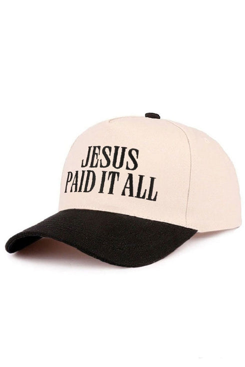 Embroidered Jesus Paid It All Black Two-Tone Cap