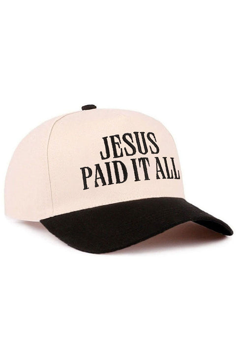 Embroidered Jesus Paid It All Black Two-Tone Cap