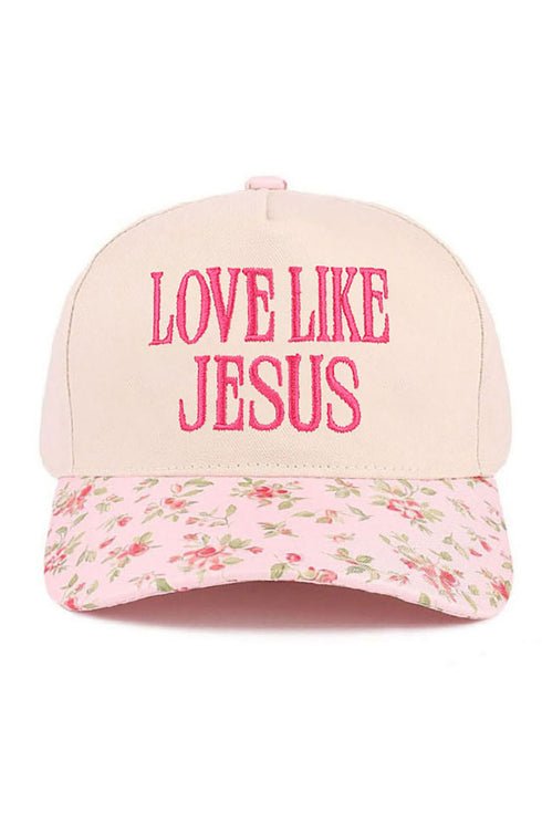 Embroidered Love Like Jesus Floral Two-Tone Cap