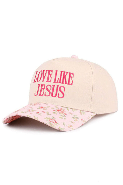 Embroidered Love Like Jesus Floral Two-Tone Cap