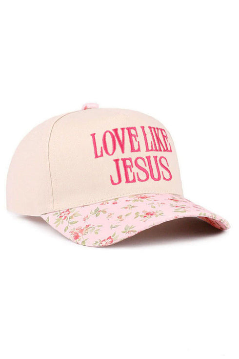 Embroidered Love Like Jesus Floral Two-Tone Cap