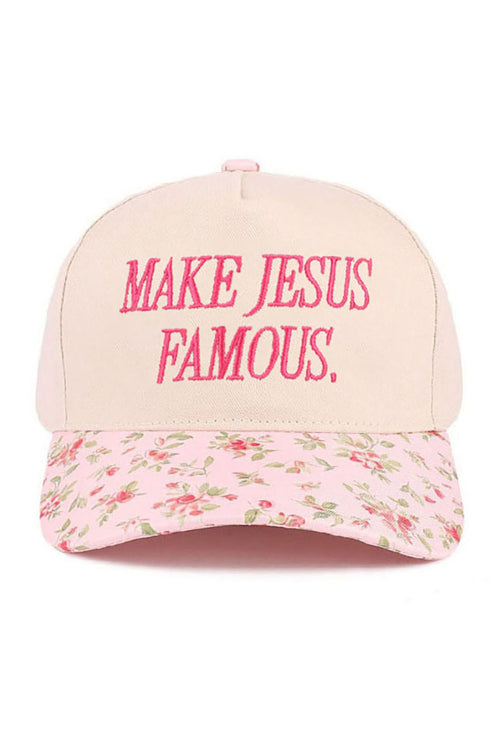 Embroidered Make Jesus Famous Floral Two-Tone Cap