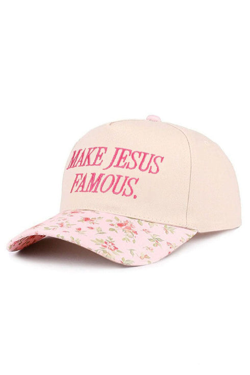 Embroidered Make Jesus Famous Floral Two-Tone Cap