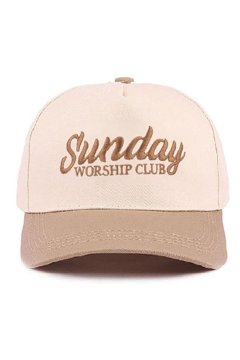 Embroidered Sunday Worship Club Ash Mocha Two-Tone Cap