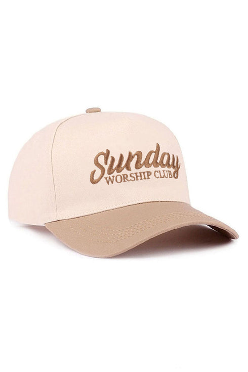 Embroidered Sunday Worship Club Ash Mocha Two-Tone Cap