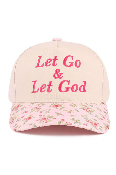 Embroidered Let Go & Let God Floral Two-Tone Cap